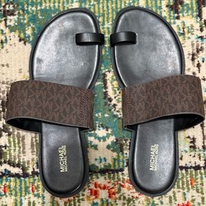 Michael Kors Black and Brown Slide Sandals